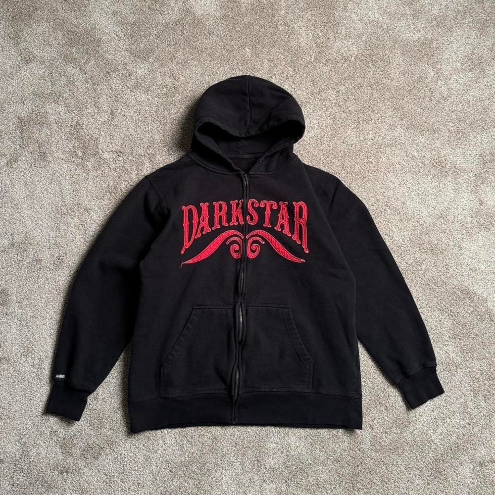 BLACK DARK STAR PATCHWORK ZIP UP HOODIE